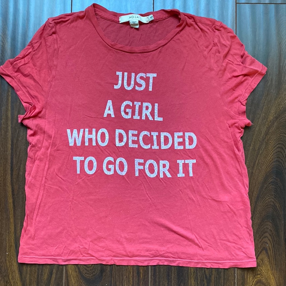 ALICE & OLIVIA Cecily ‘JUST A GIRL WHO DECIDED TO GO FOR IT’ Red Shirt